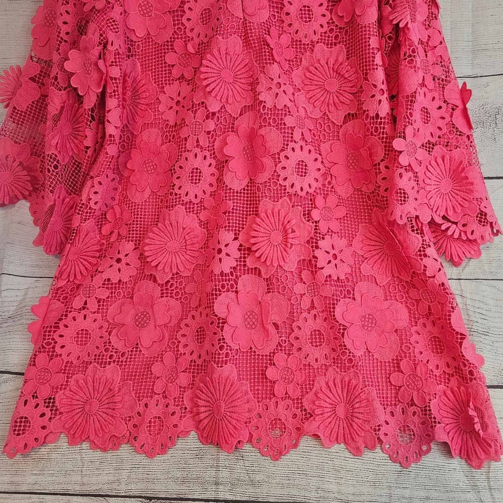J.Marie M Hot Pink Seraphina 3D Floral Lace Lined Short Dress NWT $168 1356 - Picture 8 of 9